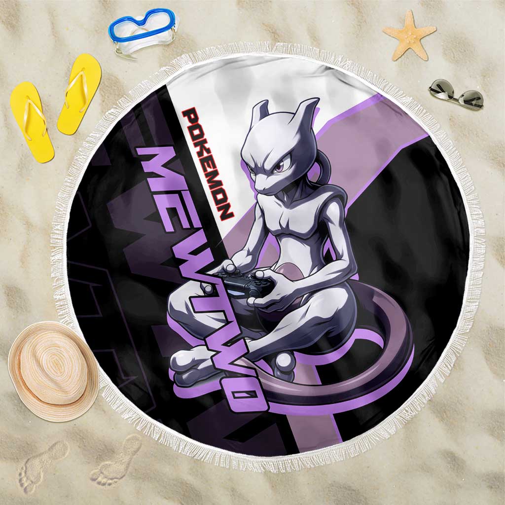 Mewtwo Poké Beach Blanket Shadowcore Anime Style