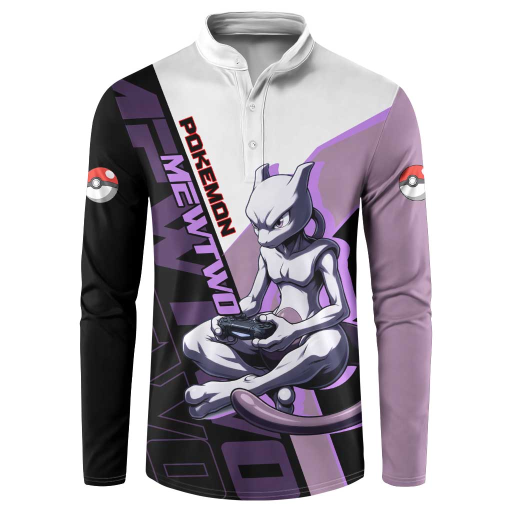 Mewtwo Poké Button Sweatshirt Shadowcore Anime Style