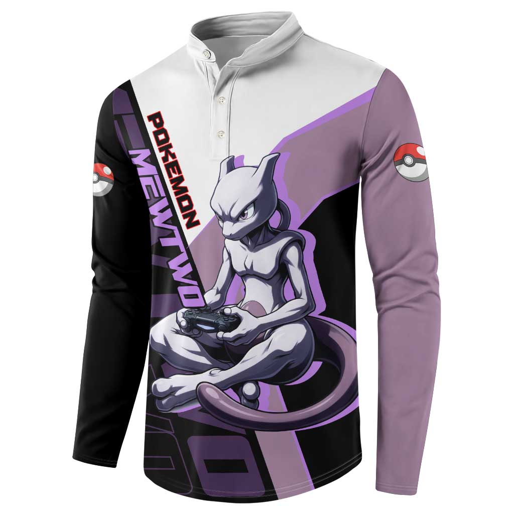 Mewtwo Poké Button Sweatshirt Shadowcore Anime Style