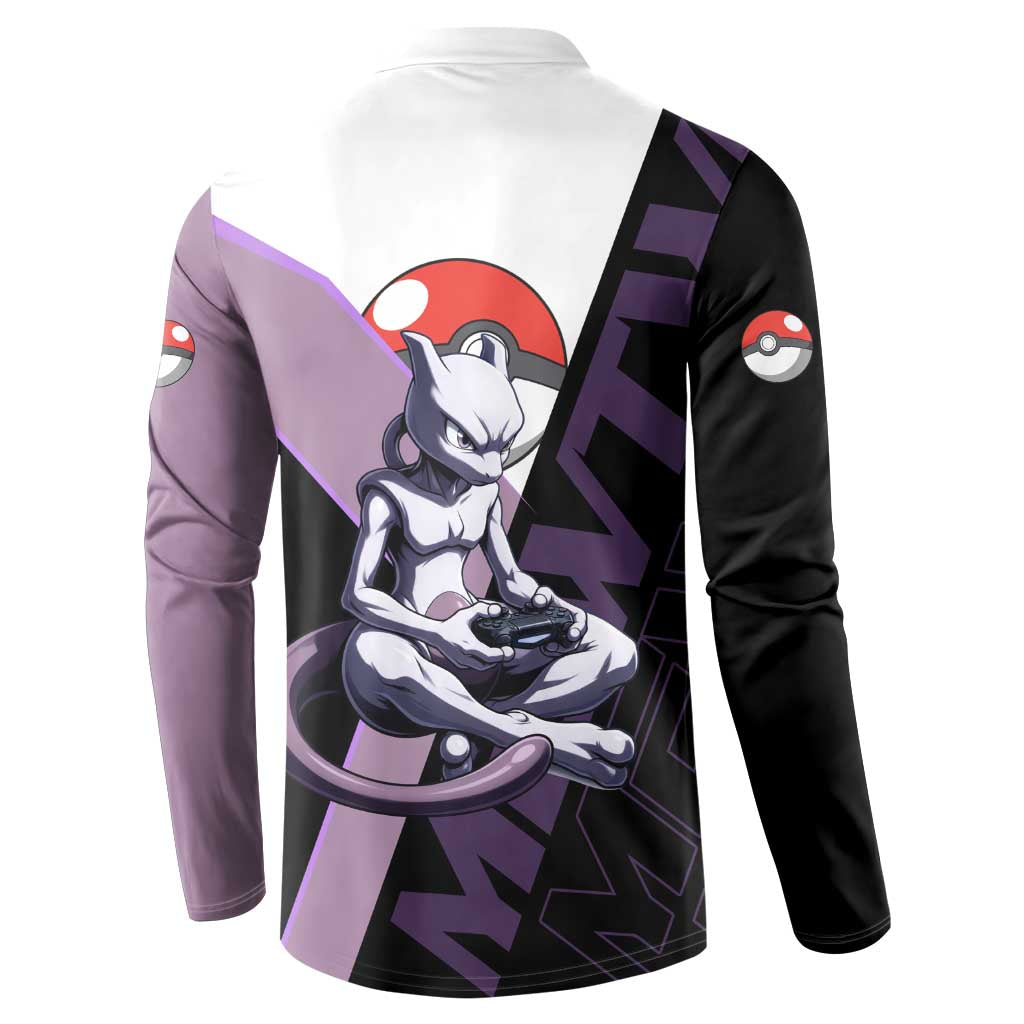 Mewtwo Poké Button Sweatshirt Shadowcore Anime Style
