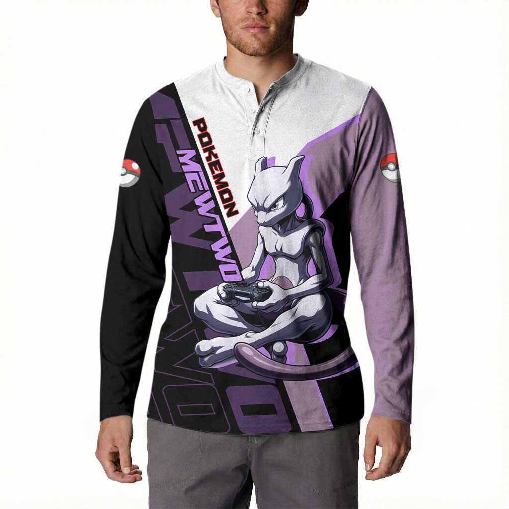 Mewtwo Poké Button Sweatshirt Shadowcore Anime Style