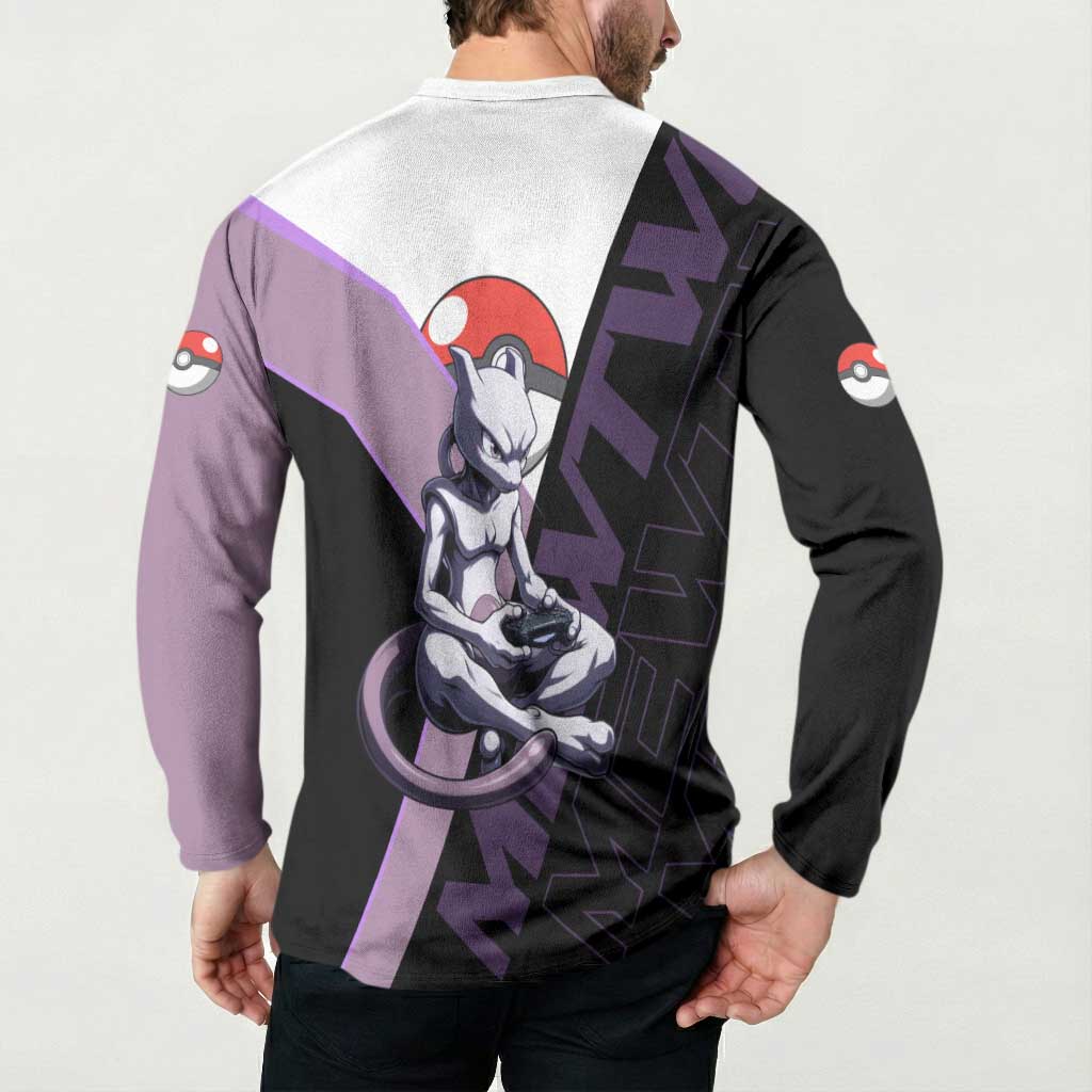Mewtwo Poké Button Sweatshirt Shadowcore Anime Style