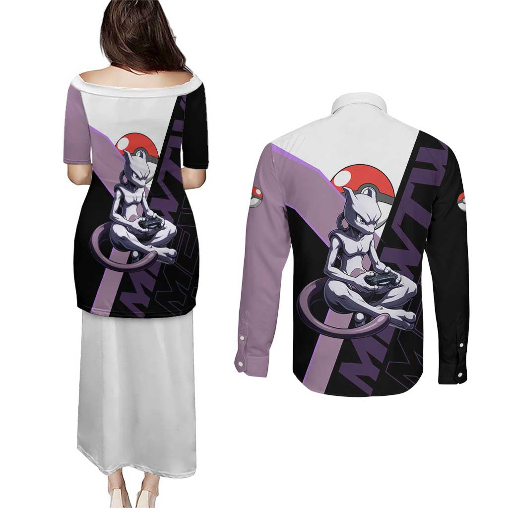 Mewtwo Poké Couples Matching Puletasi and Long Sleeve Button Shirt Shadowcore Anime Style