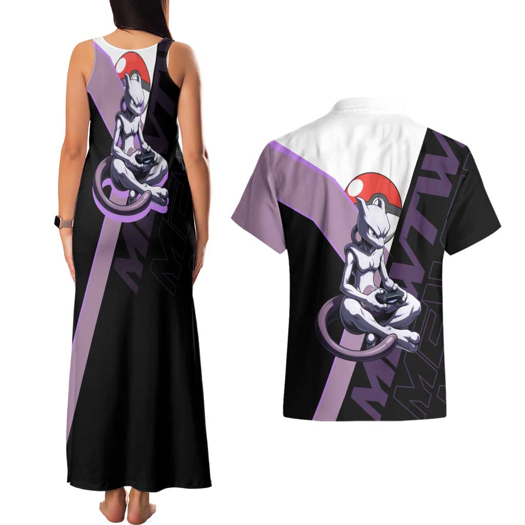 Mewtwo Poké Couples Matching Tank Maxi Dress and Hawaiian Shirt Shadowcore Anime Style