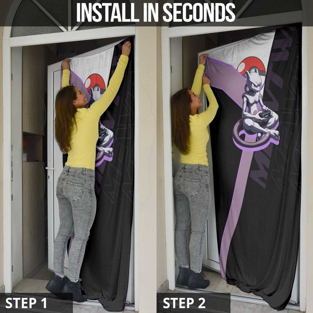 Mewtwo Poké Door Cover Shadowcore Anime Style