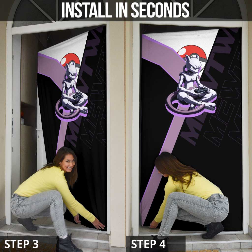 Mewtwo Poké Door Cover Shadowcore Anime Style