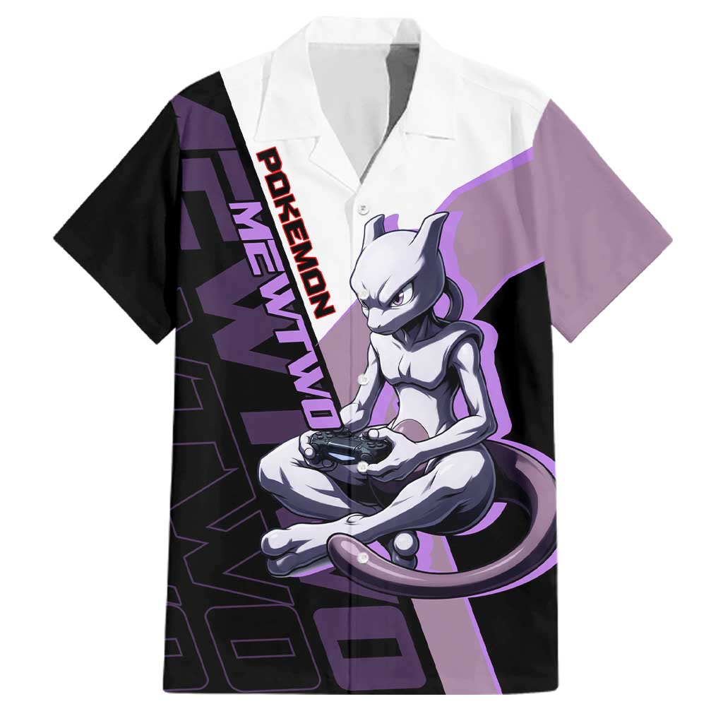 Mewtwo Poké Family Matching Off Shoulder Maxi Dress and Hawaiian Shirt Shadowcore Anime Style