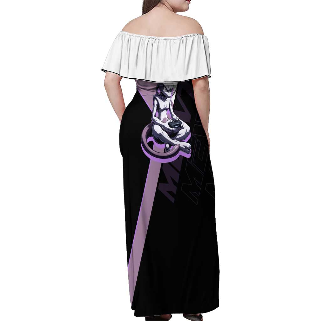 Mewtwo Poké Family Matching Off Shoulder Maxi Dress and Hawaiian Shirt Shadowcore Anime Style