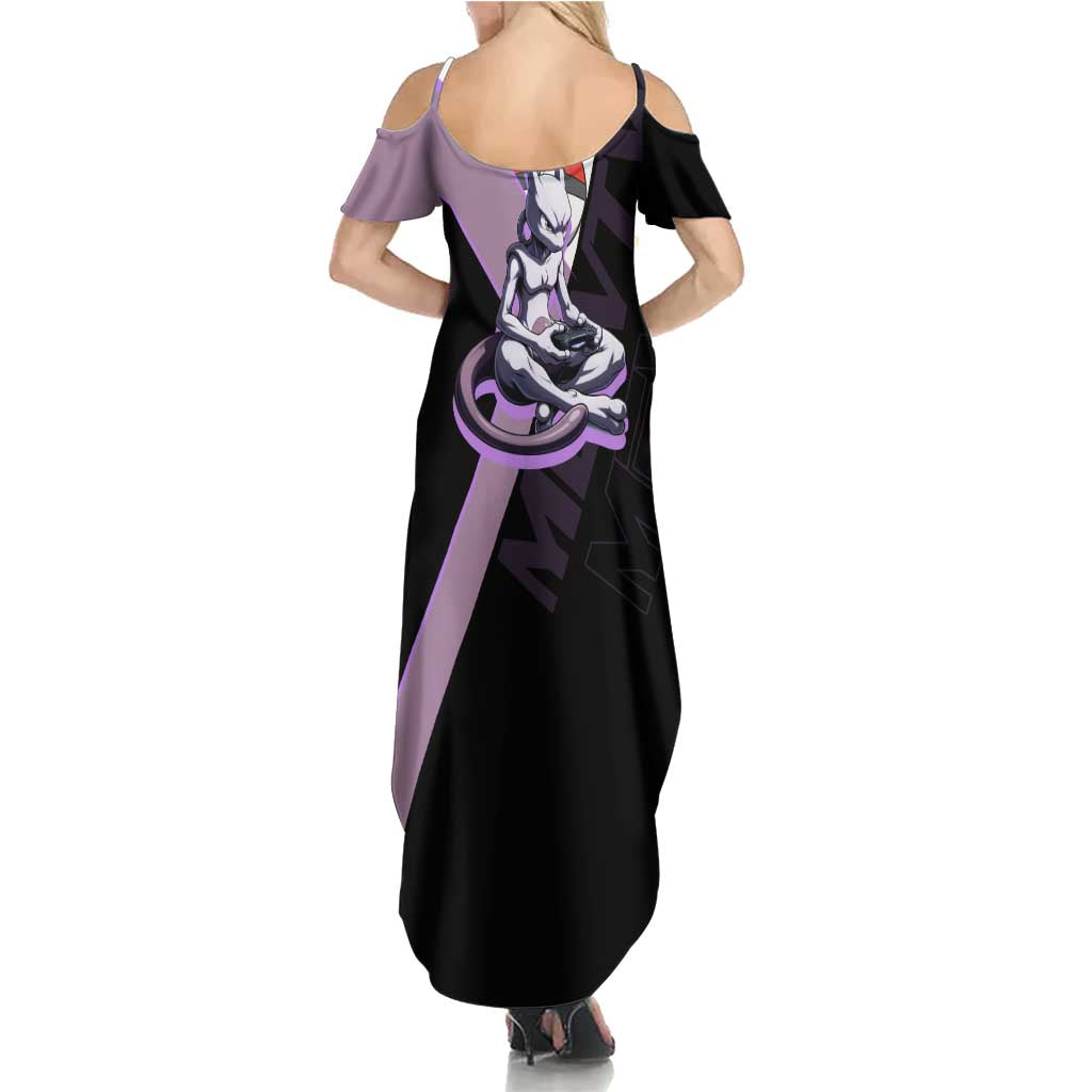 Mewtwo Poké Family Matching Summer Maxi Dress and Hawaiian Shirt Shadowcore Anime Style
