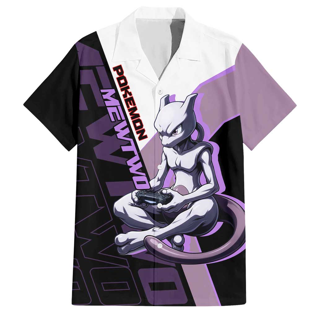 Mewtwo Poké Hawaiian Shirt Shadowcore Anime Style