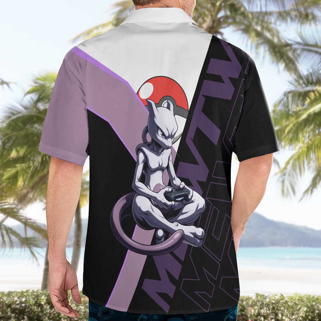 Mewtwo Poké Hawaiian Shirt Shadowcore Anime Style