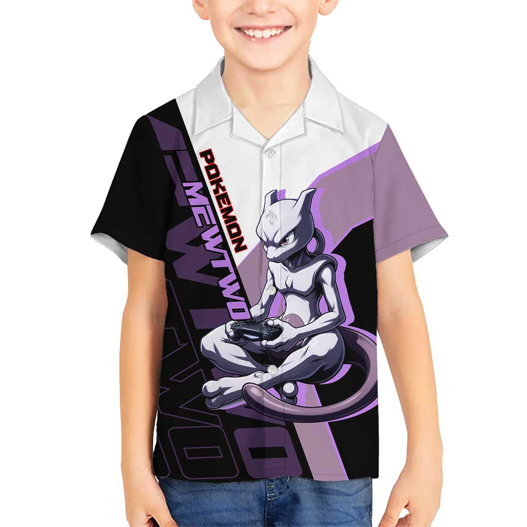 Mewtwo Poké Hawaiian Shirt Shadowcore Anime Style
