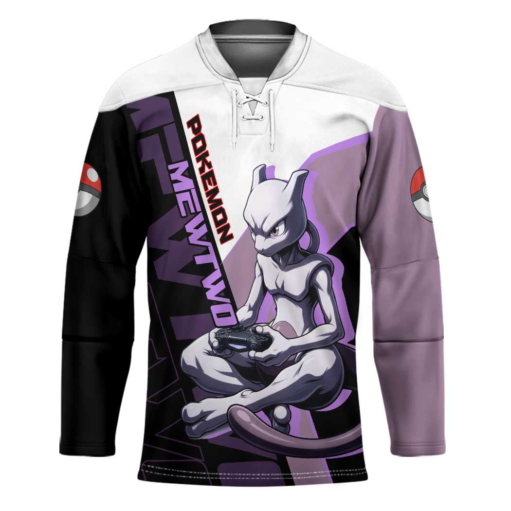 Mewtwo Poké Hockey Jersey Shadowcore Anime Style