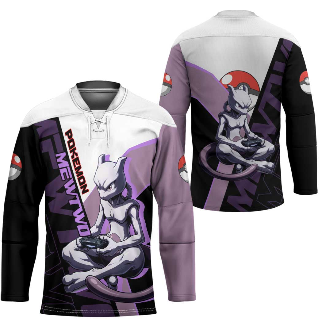 Mewtwo Poké Hockey Jersey Shadowcore Anime Style