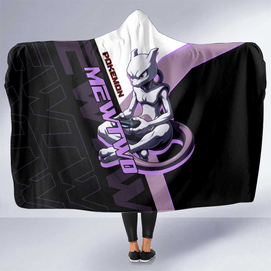 Mewtwo Poké Hooded Blanket Shadowcore Anime Style