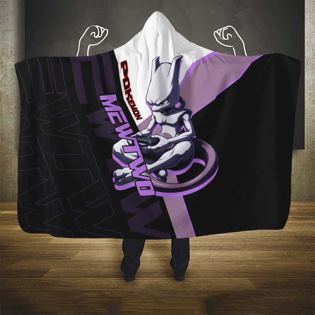 Mewtwo Poké Hooded Blanket Shadowcore Anime Style