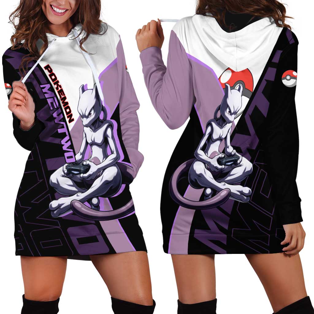 Mewtwo Poké Hoodie Dress Shadowcore Anime Style