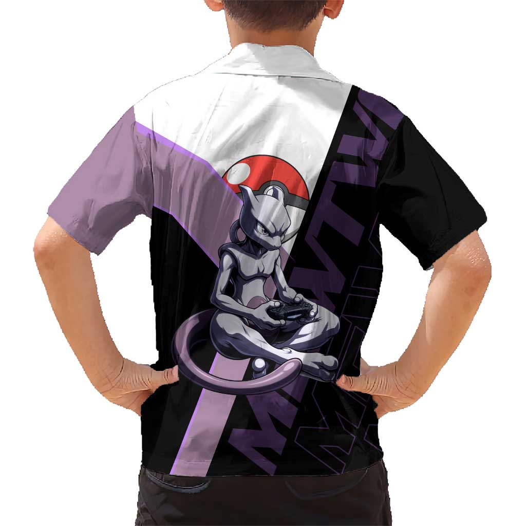 Mewtwo Poké Kid Hawaiian Shirt Shadowcore Anime Style