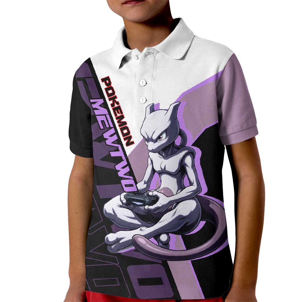 Mewtwo Poké Kid Polo Shirt Shadowcore Anime Style