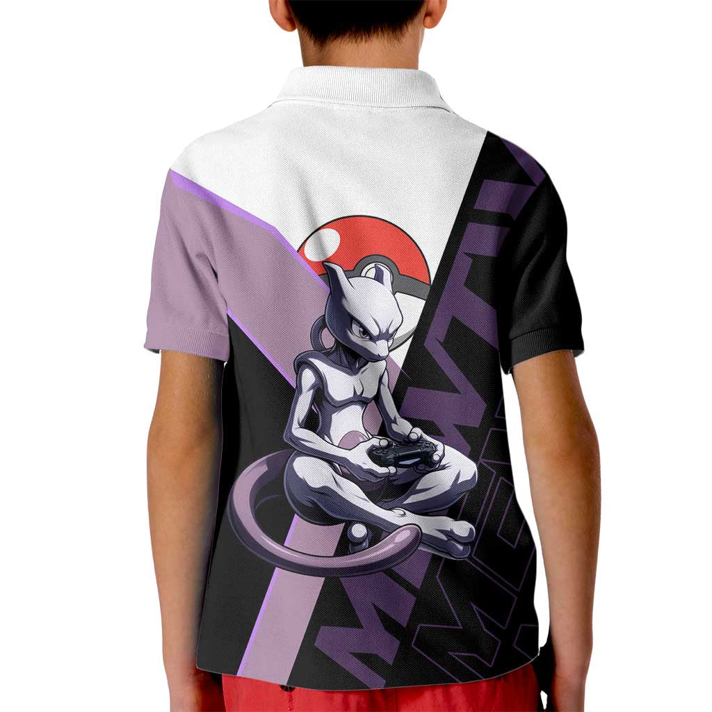 Mewtwo Poké Kid Polo Shirt Shadowcore Anime Style