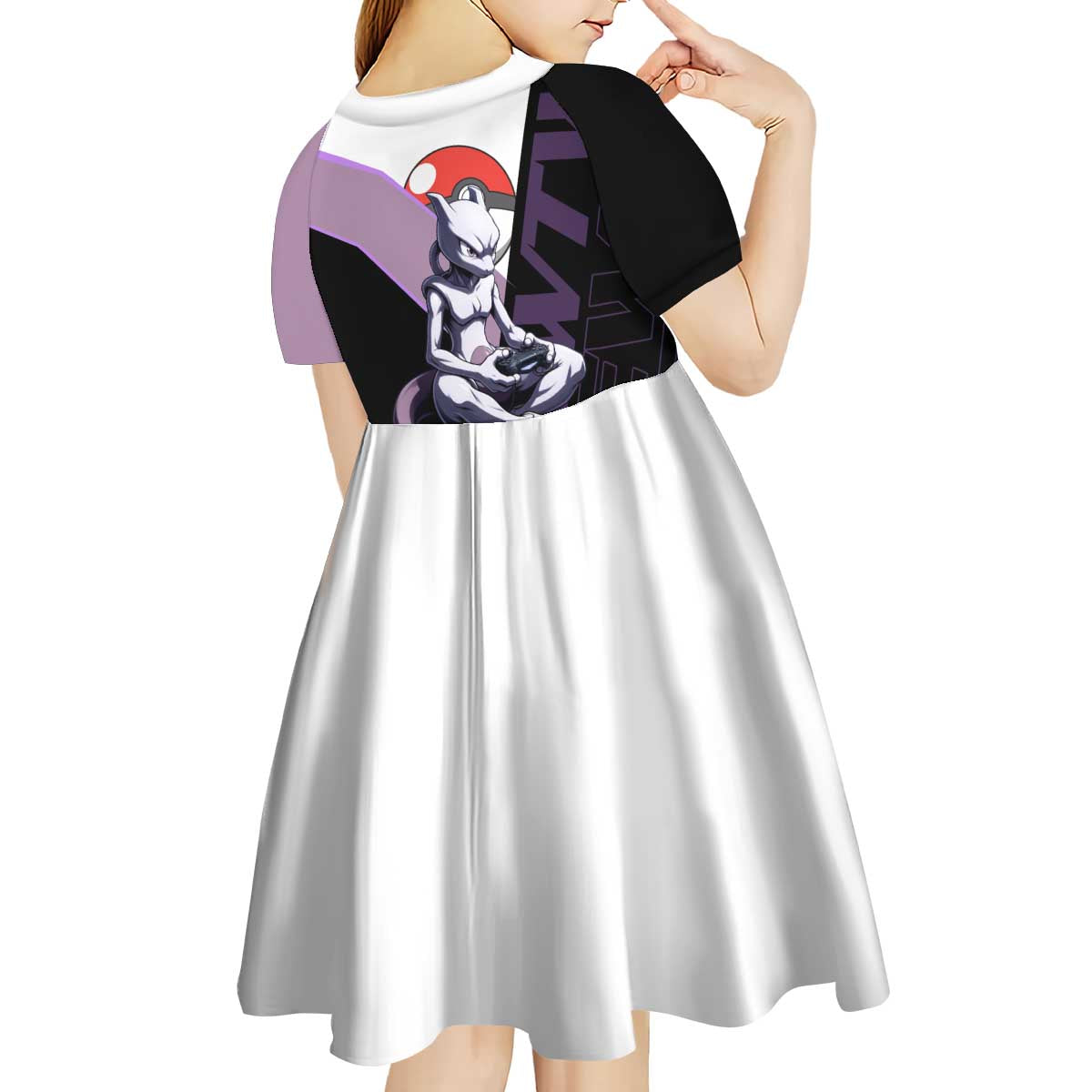 Mewtwo Poké Kid Short Sleeve Dress Shadowcore Anime Style