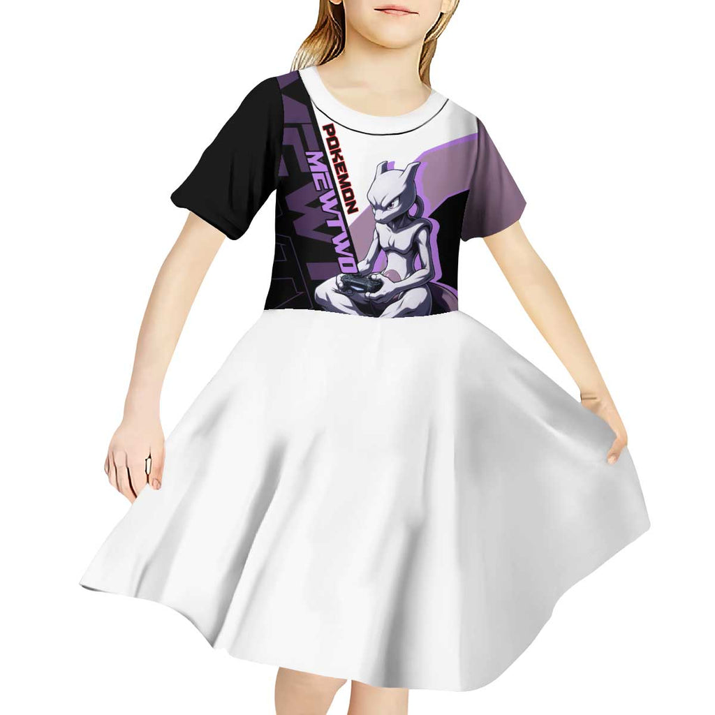 Mewtwo Poké Kid Short Sleeve Dress Shadowcore Anime Style