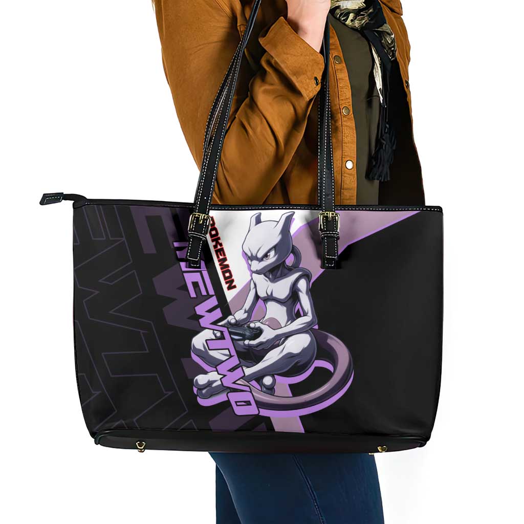 Mewtwo Poké Leather Tote Bag Shadowcore Anime Style