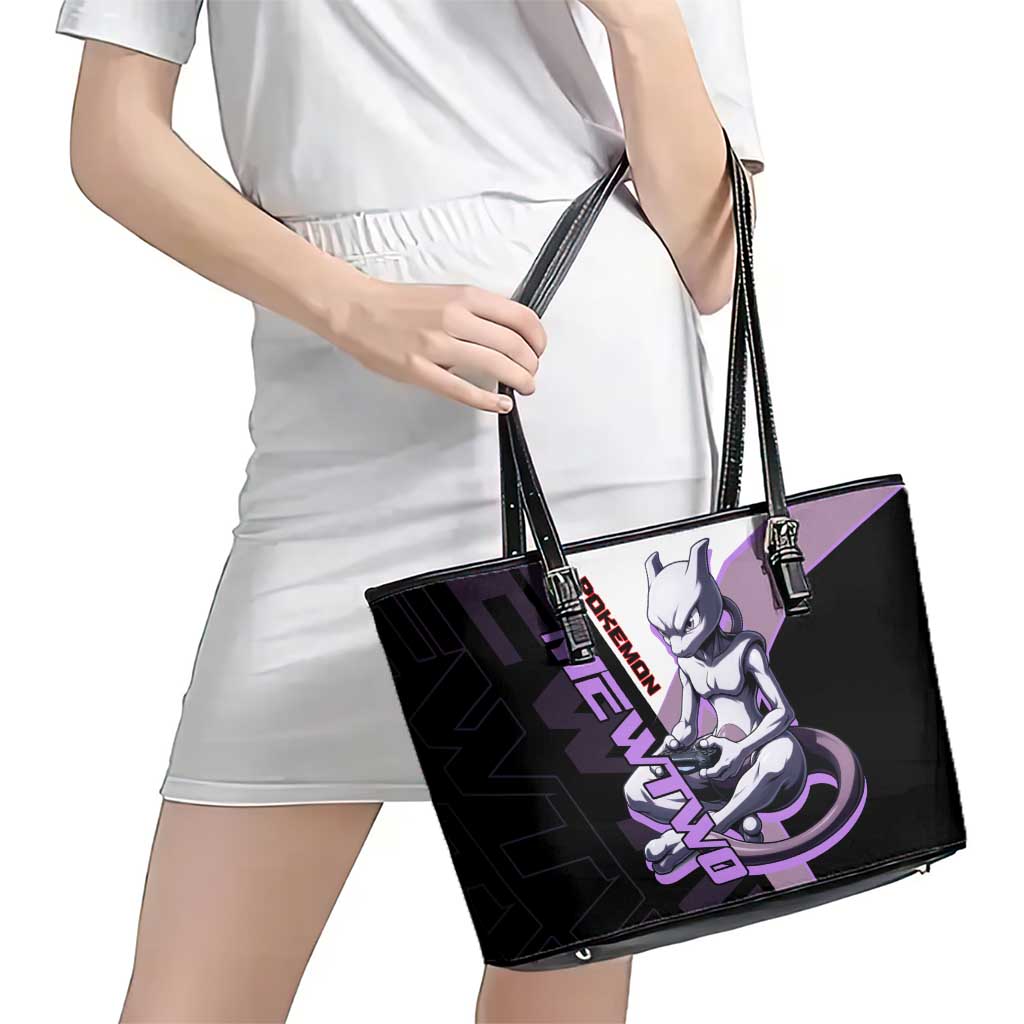 Mewtwo Poké Leather Tote Bag Shadowcore Anime Style