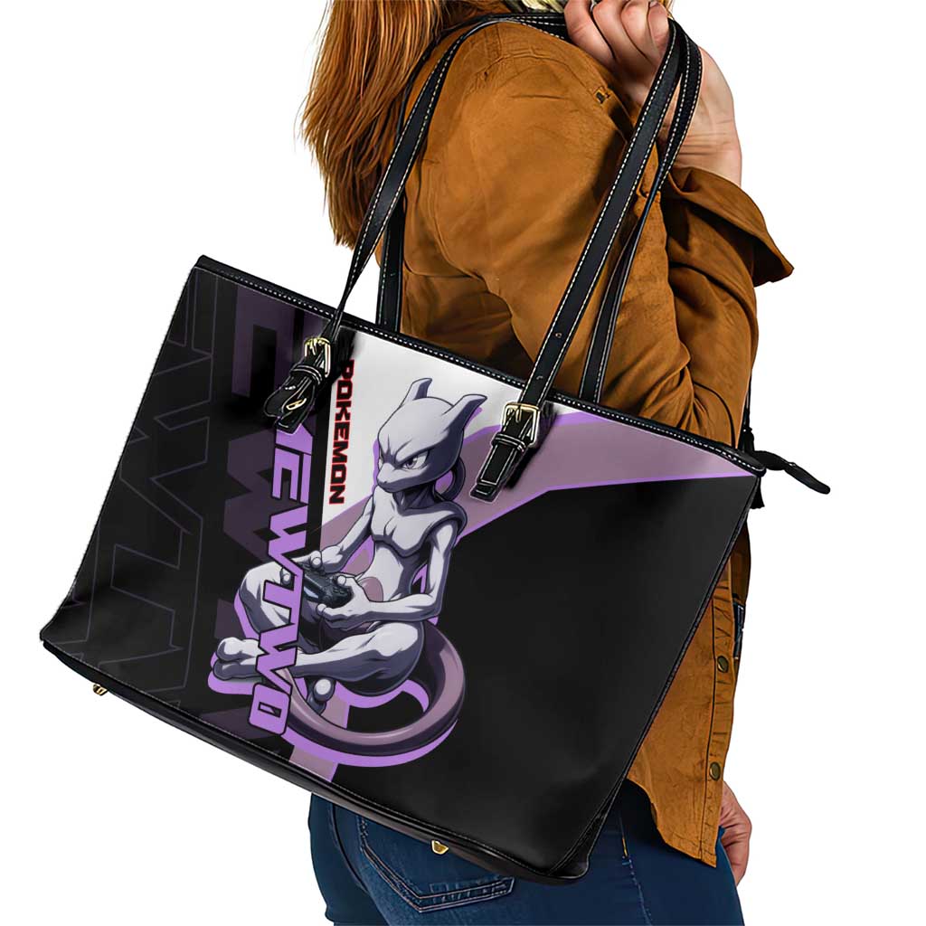 Mewtwo Poké Leather Tote Bag Shadowcore Anime Style