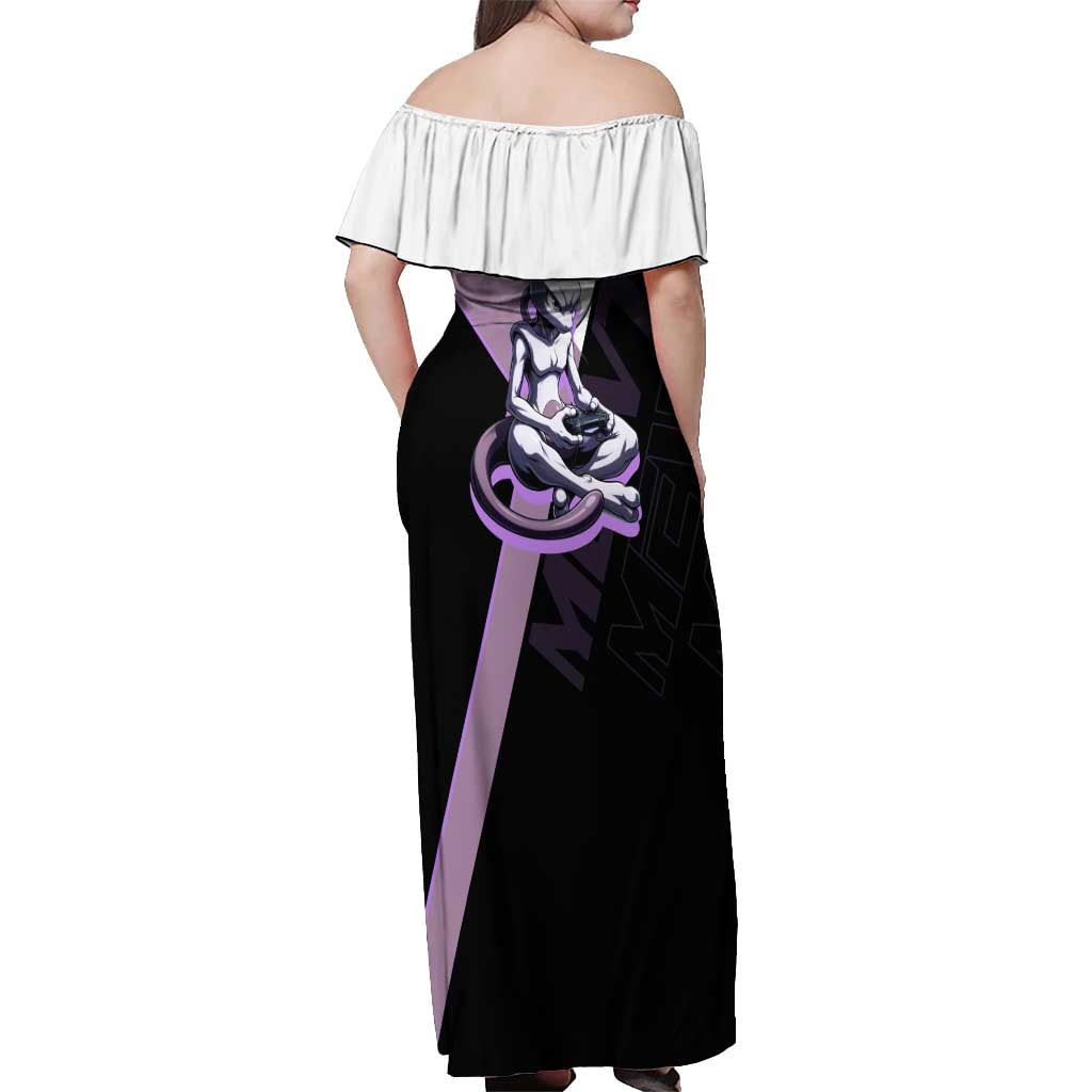 Mewtwo Poké Off Shoulder Maxi Dress Shadowcore Anime Style