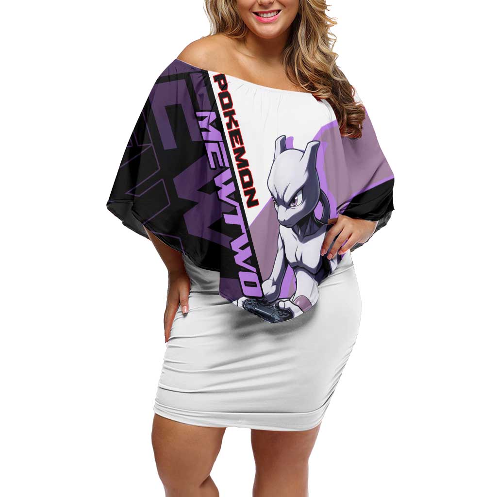 Mewtwo Poké Off Shoulder Short Dress Shadowcore Anime Style