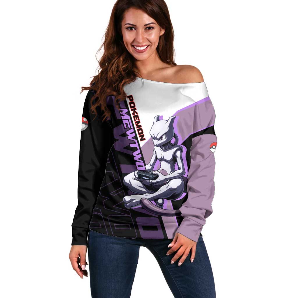 Mewtwo Poké Off Shoulder Sweater Shadowcore Anime Style