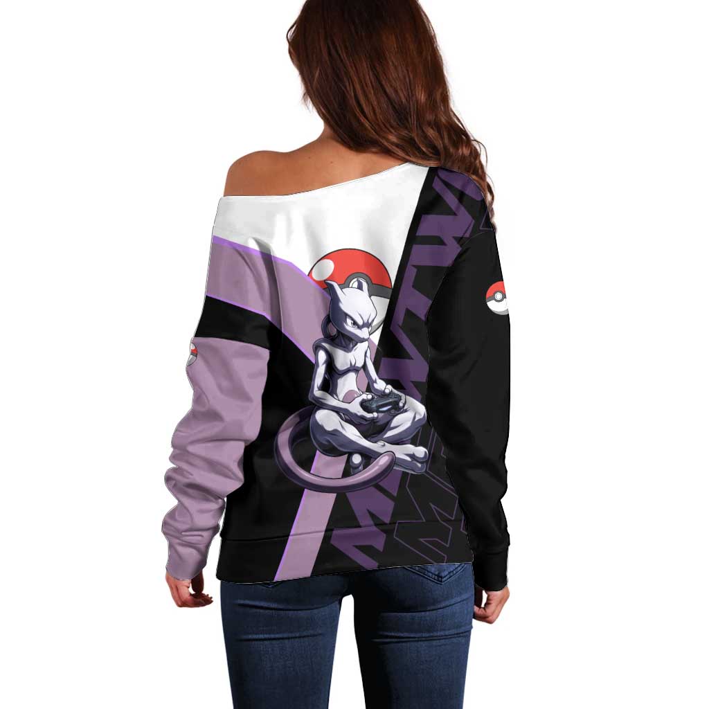 Mewtwo Poké Off Shoulder Sweater Shadowcore Anime Style