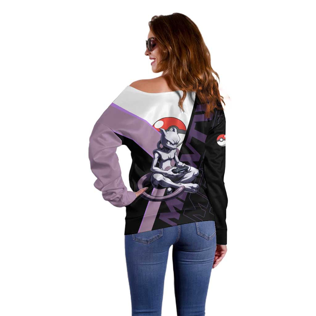 Mewtwo Poké Off Shoulder Sweater Shadowcore Anime Style