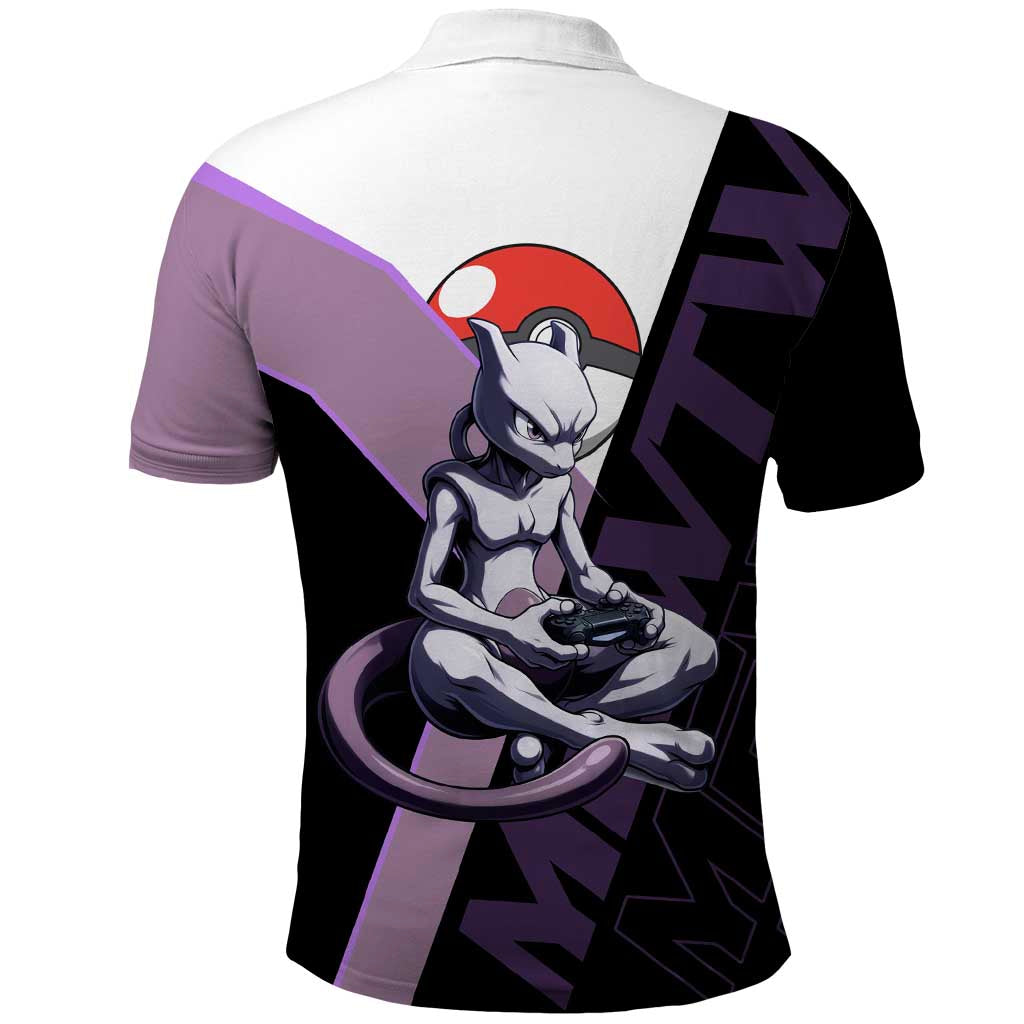 Mewtwo Poké Polo Shirt Shadowcore Anime Style
