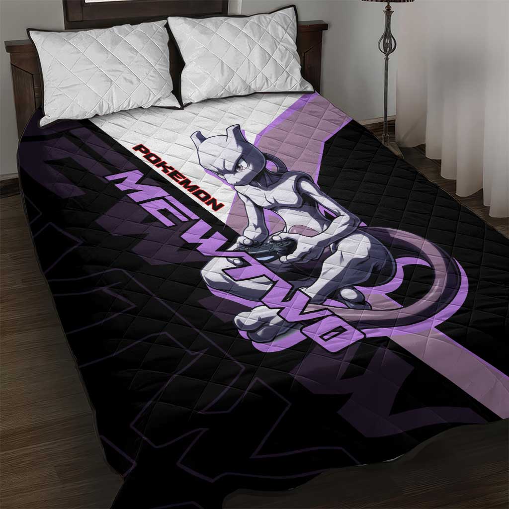 Mewtwo Poké Quilt Bed Set Shadowcore Anime Style