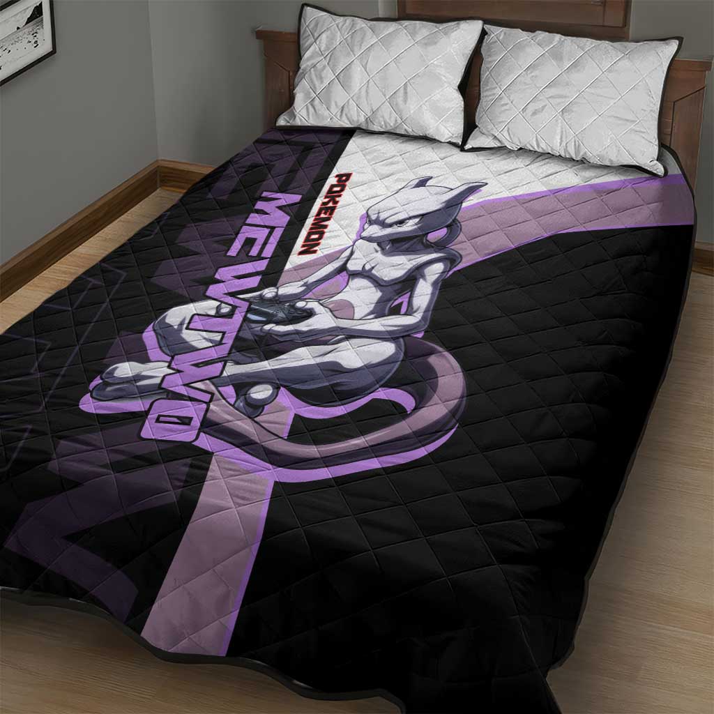 Mewtwo Poké Quilt Bed Set Shadowcore Anime Style