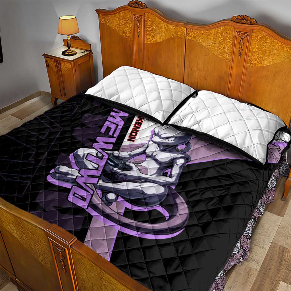 Mewtwo Poké Quilt Bed Set Shadowcore Anime Style