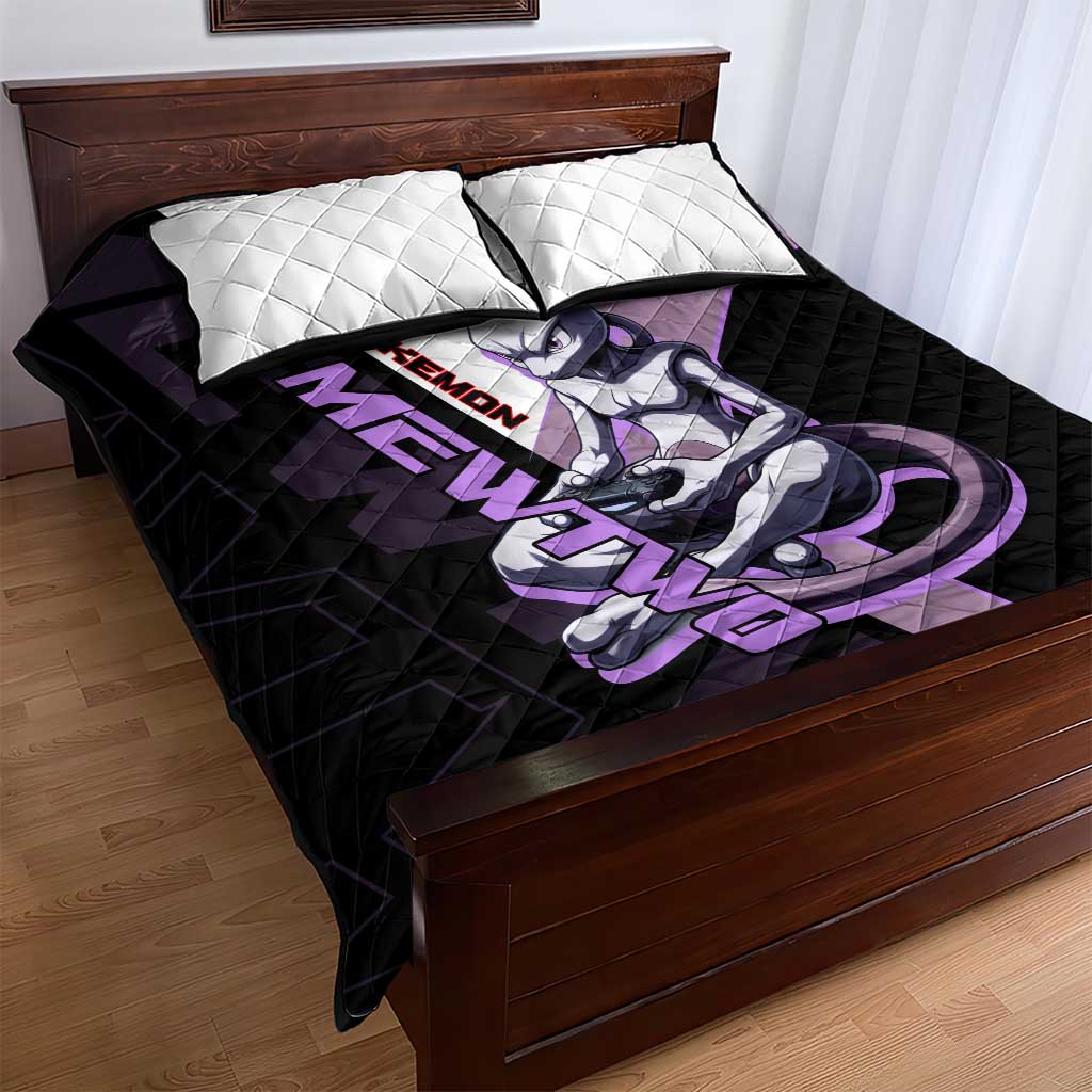 Mewtwo Poké Quilt Bed Set Shadowcore Anime Style