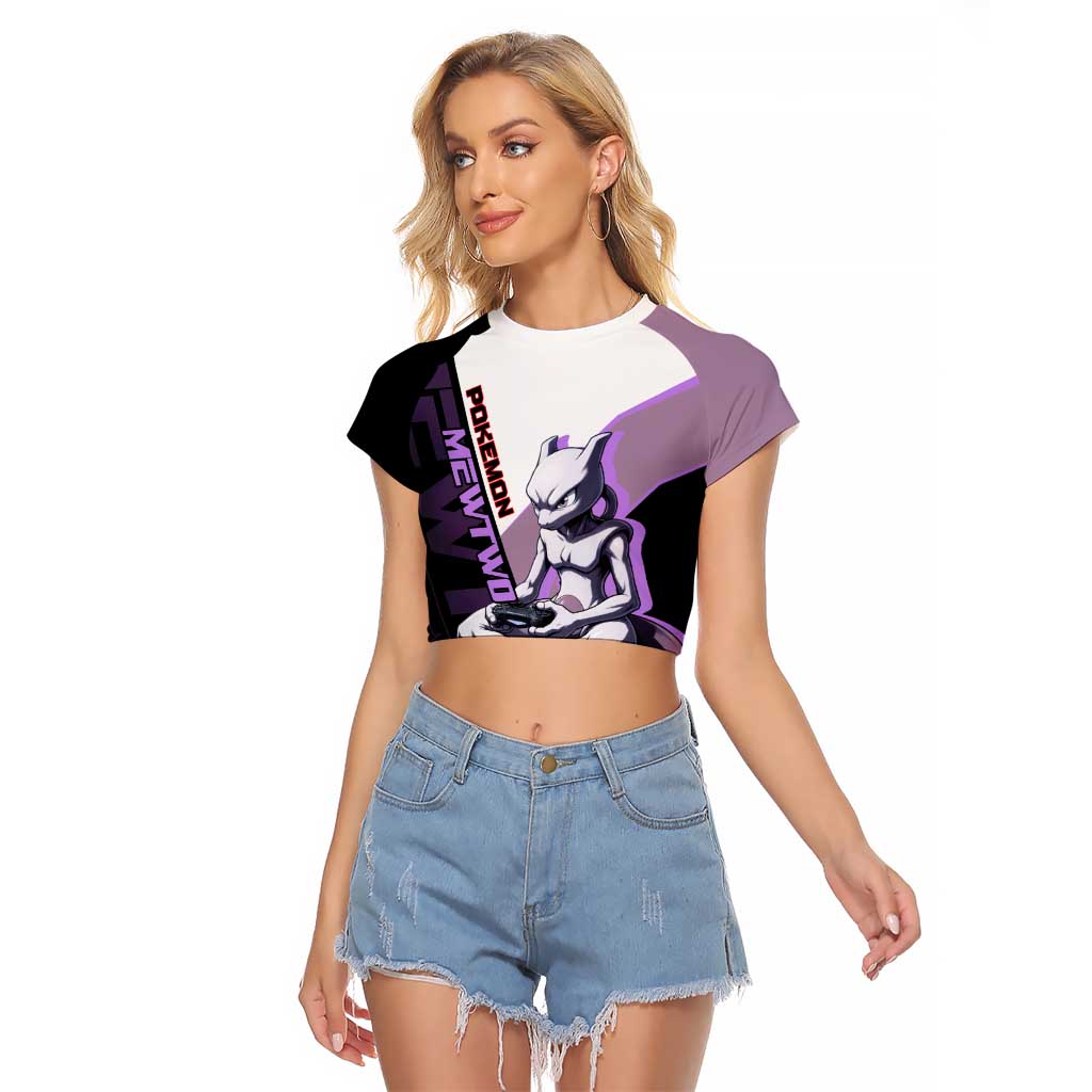Mewtwo Poké Raglan Cropped T Shirt Shadowcore Anime Style