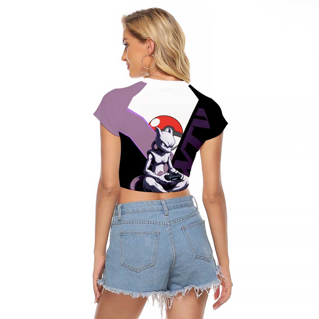 Mewtwo Poké Raglan Cropped T Shirt Shadowcore Anime Style