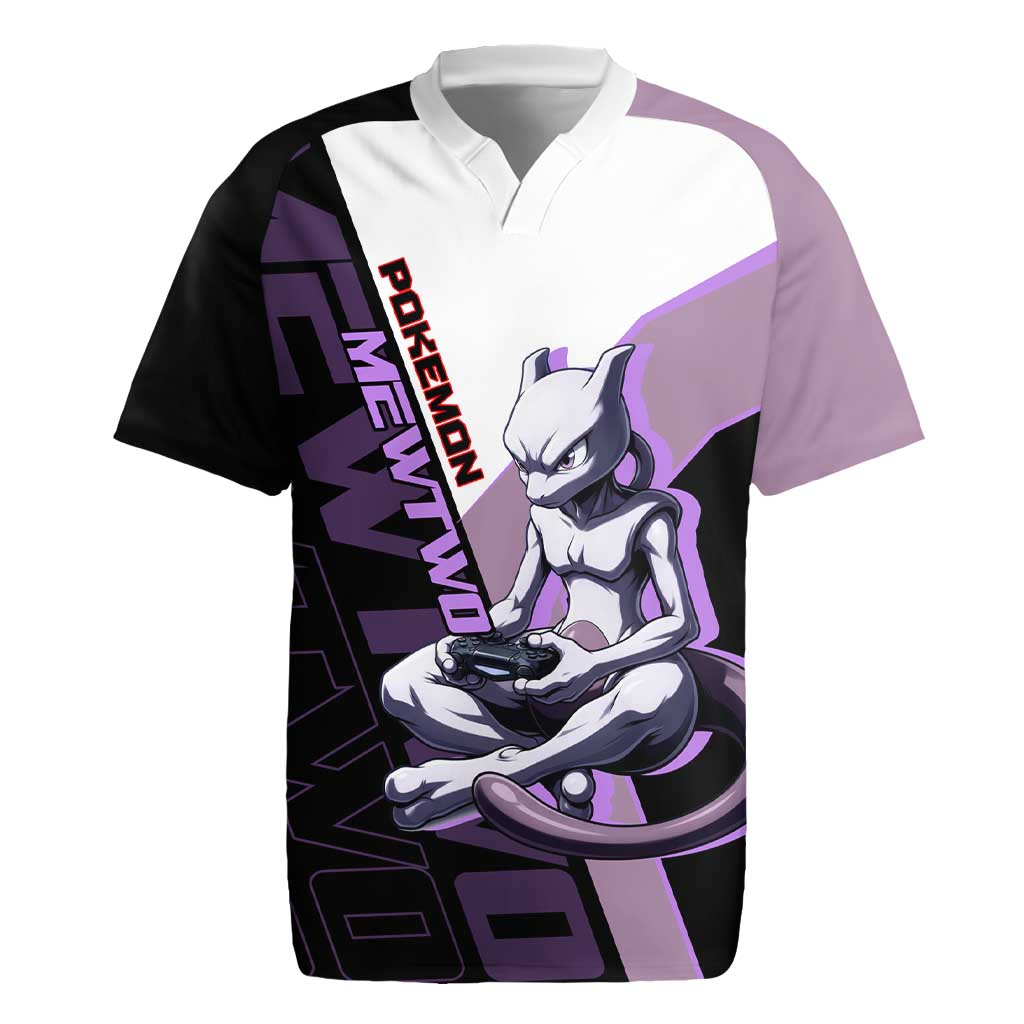 Mewtwo Poké Rugby Jersey Shadowcore Anime Style