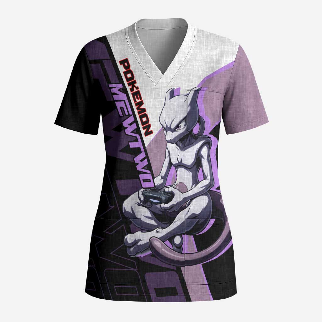 Mewtwo Poké Scrub Top Shadowcore Anime Style
