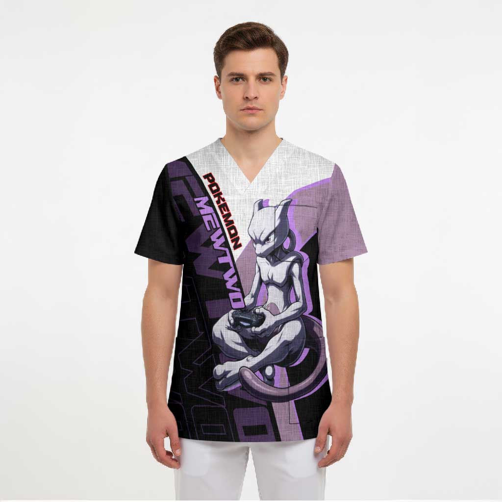 Mewtwo Poké Scrub Top Shadowcore Anime Style