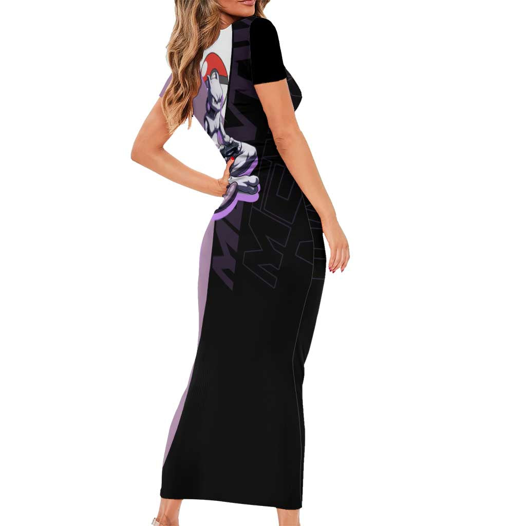 Mewtwo Poké Short Sleeve Bodycon Dress Shadowcore Anime Style