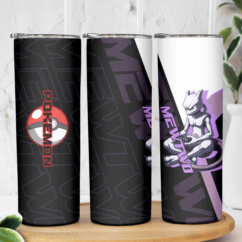 Mewtwo Poké Skinny Tumbler Shadowcore Anime Style