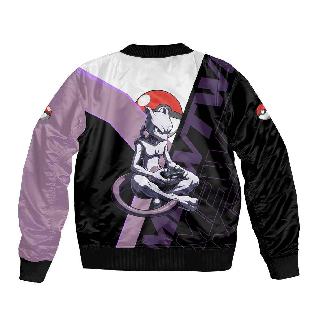 Mewtwo Poké Sleeve Zip Bomber Jacket Shadowcore Anime Style
