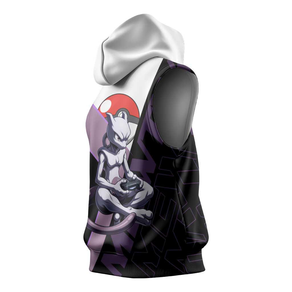 Mewtwo Poké Sleeveless Hoodie Shadowcore Anime Style