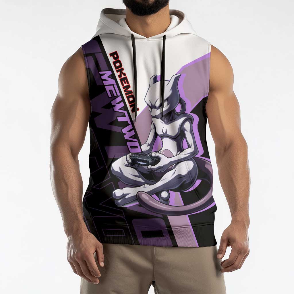 Mewtwo Poké Sleeveless Hoodie Shadowcore Anime Style