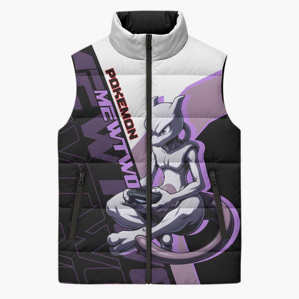Mewtwo Poké Sleeveless Puffer Jacket Shadowcore Anime Style